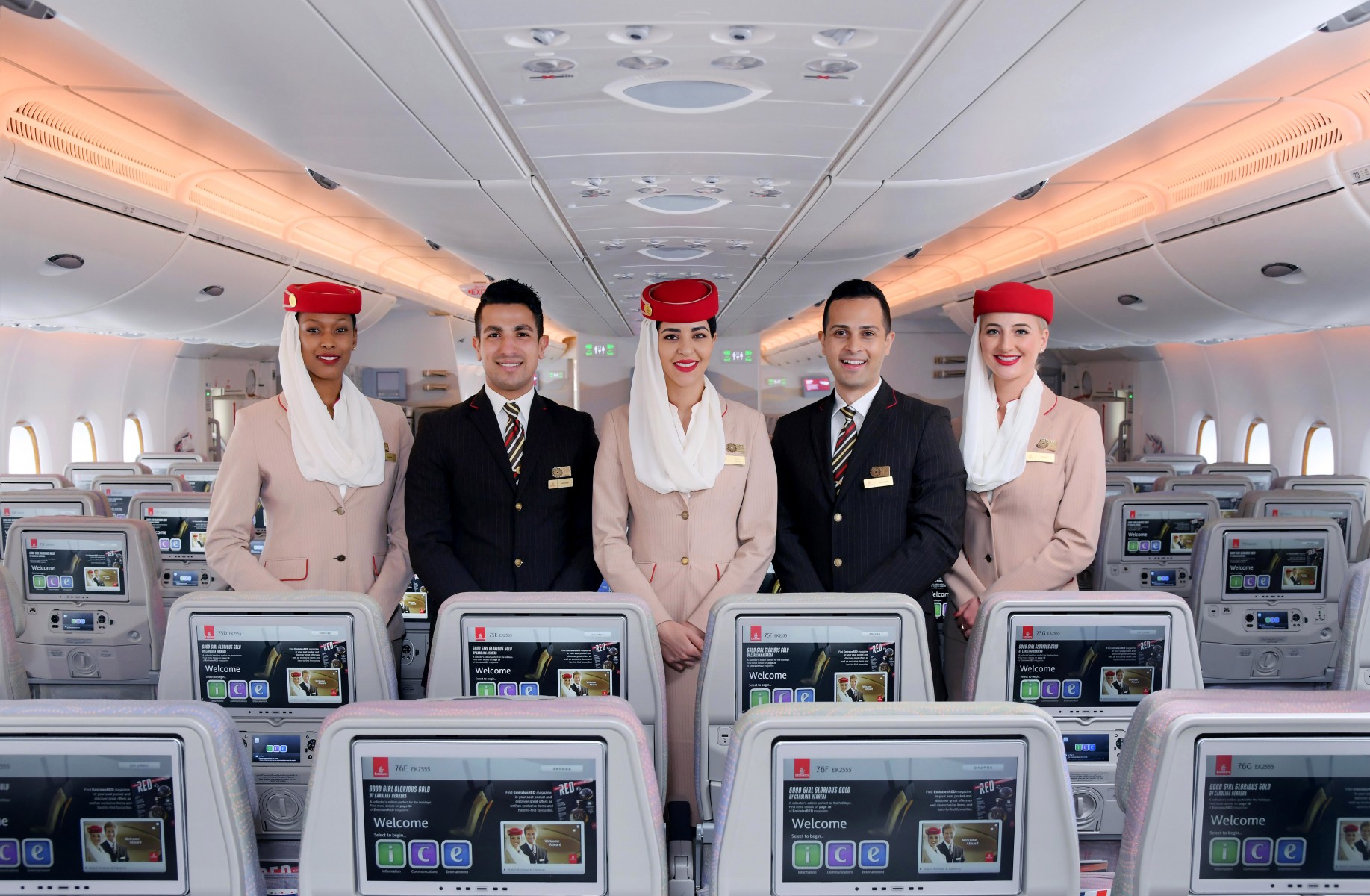 Where do Emirates cabin crew live?